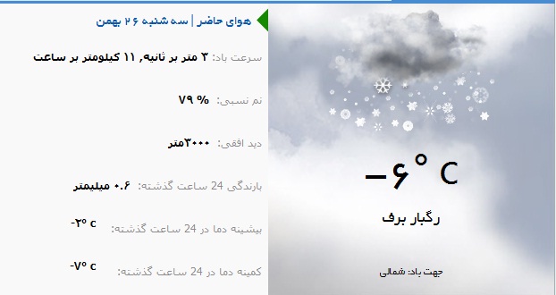 آسمان برفی ارومیه سه شنبه26 بهمن ماه