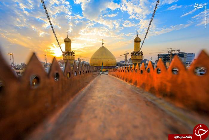 عکسی زیبا از طلوع خورشید در نجف اشرف
