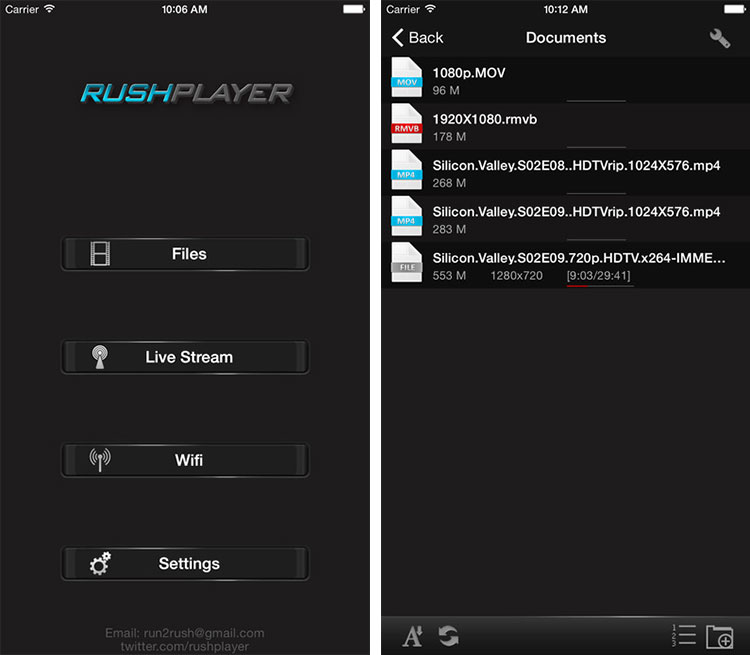برنامه RushPlayer Lite: پخش فایل&zwnj;های تصویری در آیفون - زوم اپ.