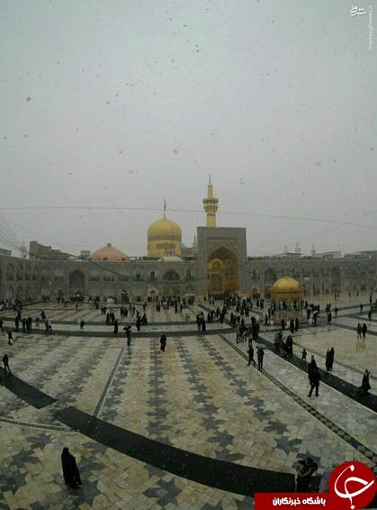 عکس/ بارش برف در حرم مطهر رضوی(ع)