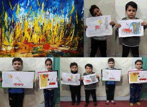 فداکاری آتش نشانان در نقاشی کودکان