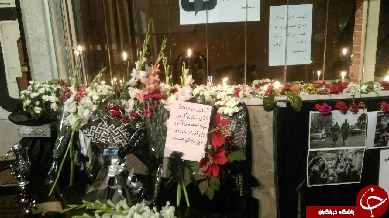 ادای احترام مردم  کرمان به شهدای آتش نشان + تصاویر