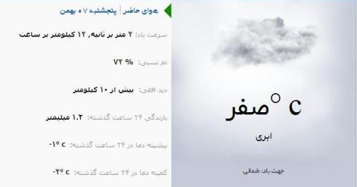 آب و هوا - آذربایجان شرقی 7 بهمن ماه  95