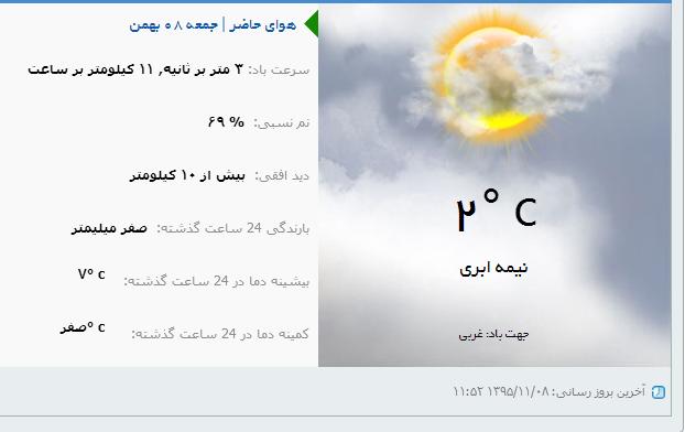 وضع هوای ارومیه در روز جمعه 8بهمن ماه