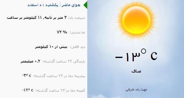 آب و هوا - آذربایجان شرقی اول اسفندماه  95