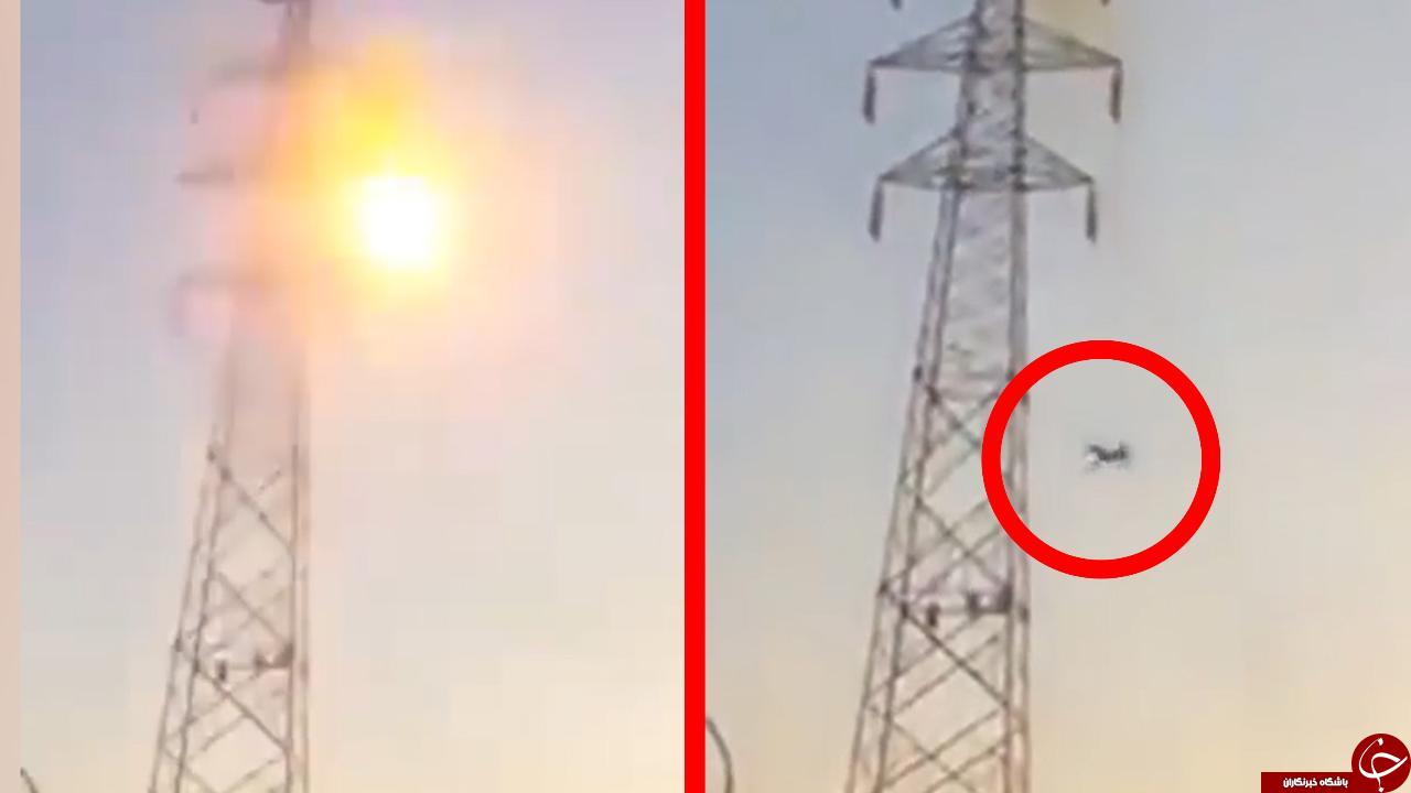 لحظه هولناک برق گرفتگی و سقوط مردی از دکل برق/فیلم (+ ۱۸)