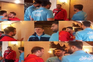 خوش و بش 2 ستاره پرسپولیس با شاگردان منصوریان