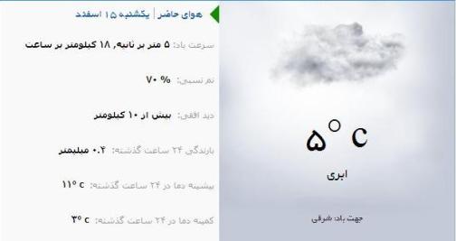 آب و هوا - آذربایجان شرقی 15 اسفند ماه  95