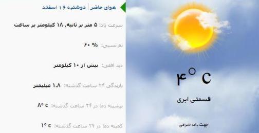 آب و هوا - آذربایجان شرقی 16 اسفند ماه  95