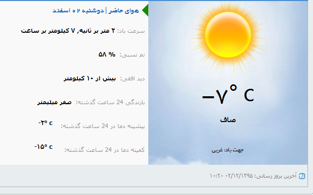 افزایش ملایم دما درارومیه از امروز دوشنبه 2اسفندماه