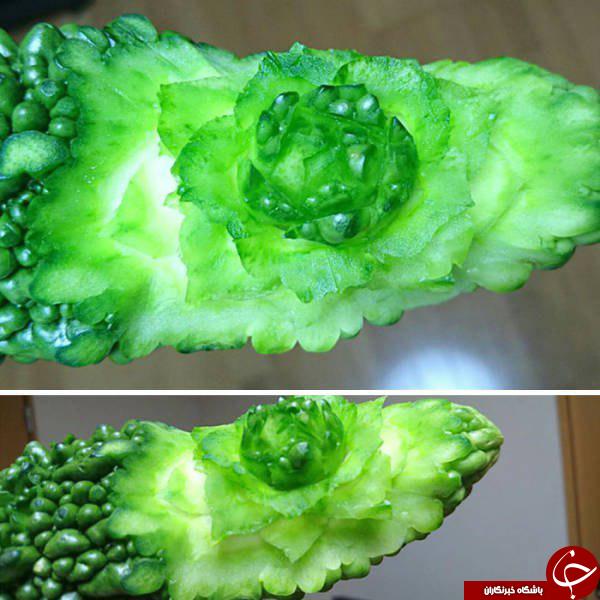 حکاکی بی نظیر هنرمند ژاپنی روی خوراکی ها+تصاویر