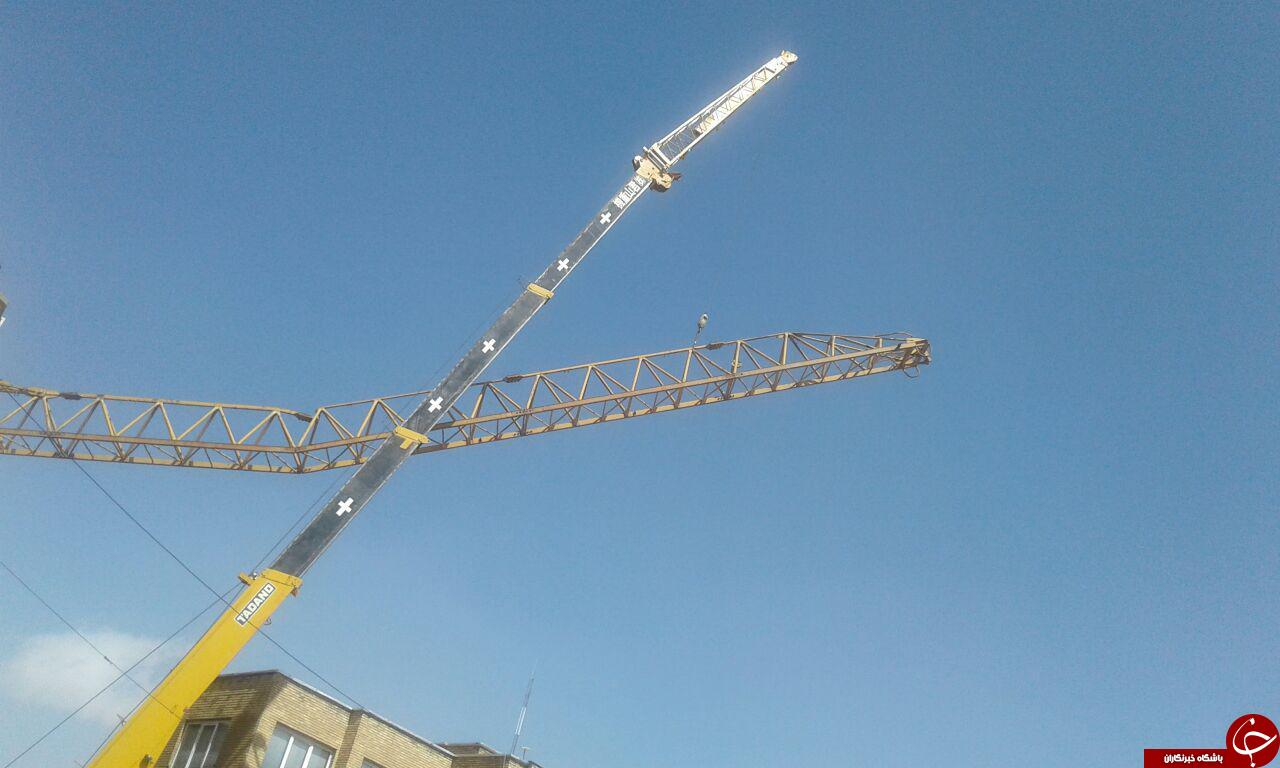 سقوط جرثقیل در خیابان بوعلی همدان + تصاویر