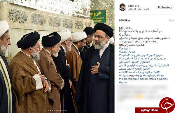غبارروبی ضریح امام رضا (ع) توسط حجة الاسلام رئیسی +تصاویر