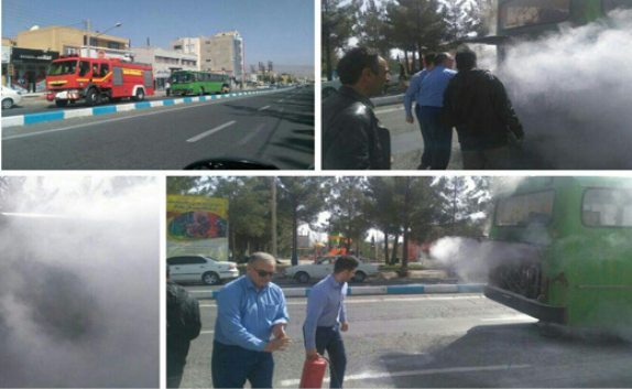 حریق یک اتوبوس در بیرجند