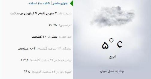 آب و هوا - آذربایجان شرقی 28 اسفند ماه  95