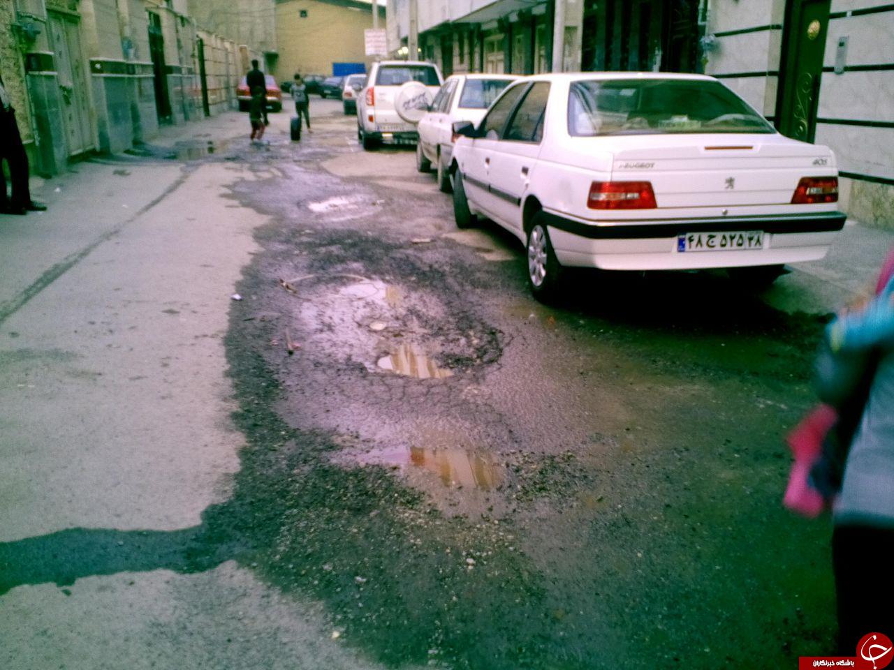 وضعیت نامناسب آسفالت خیابان های شهرک مصطفی خمینی + تصاویر
