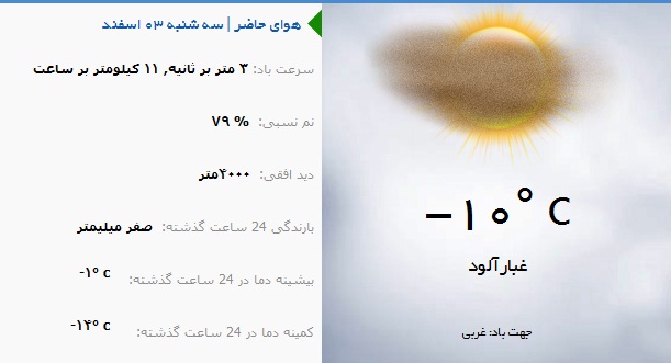 آسمان ارومیه  امروز سه شنبه 3 اسفند ماه