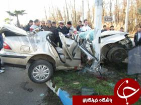 فوت راننده جوان در برخورد با تیر چراغ برق