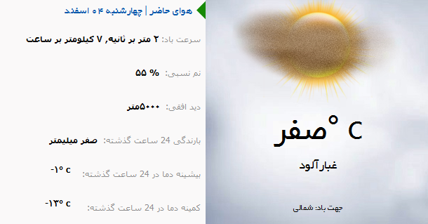 آسمان ارومیه امروز چهارشنبه 4 اسفند ماه