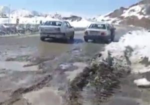 وضعیت نامناسب جاده مریوان-سقز بعد از هر بارندگی + فیلم