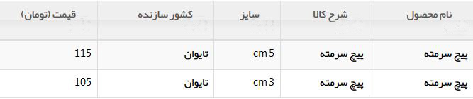 قیمت پیچ چقدر است؟