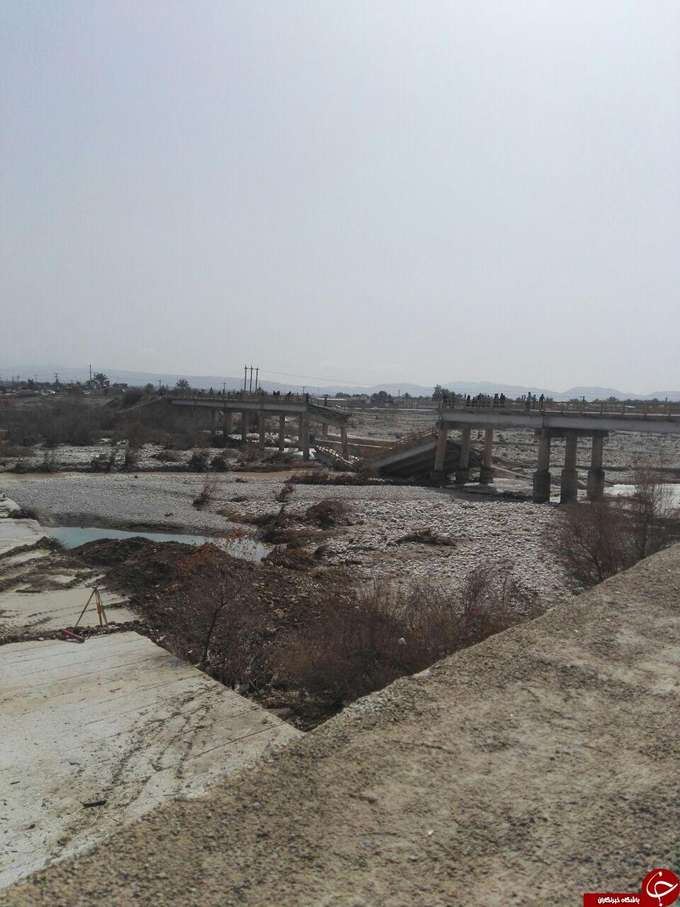 خسارت بر جای مانده از پل بالاده کازرون + تصاویر