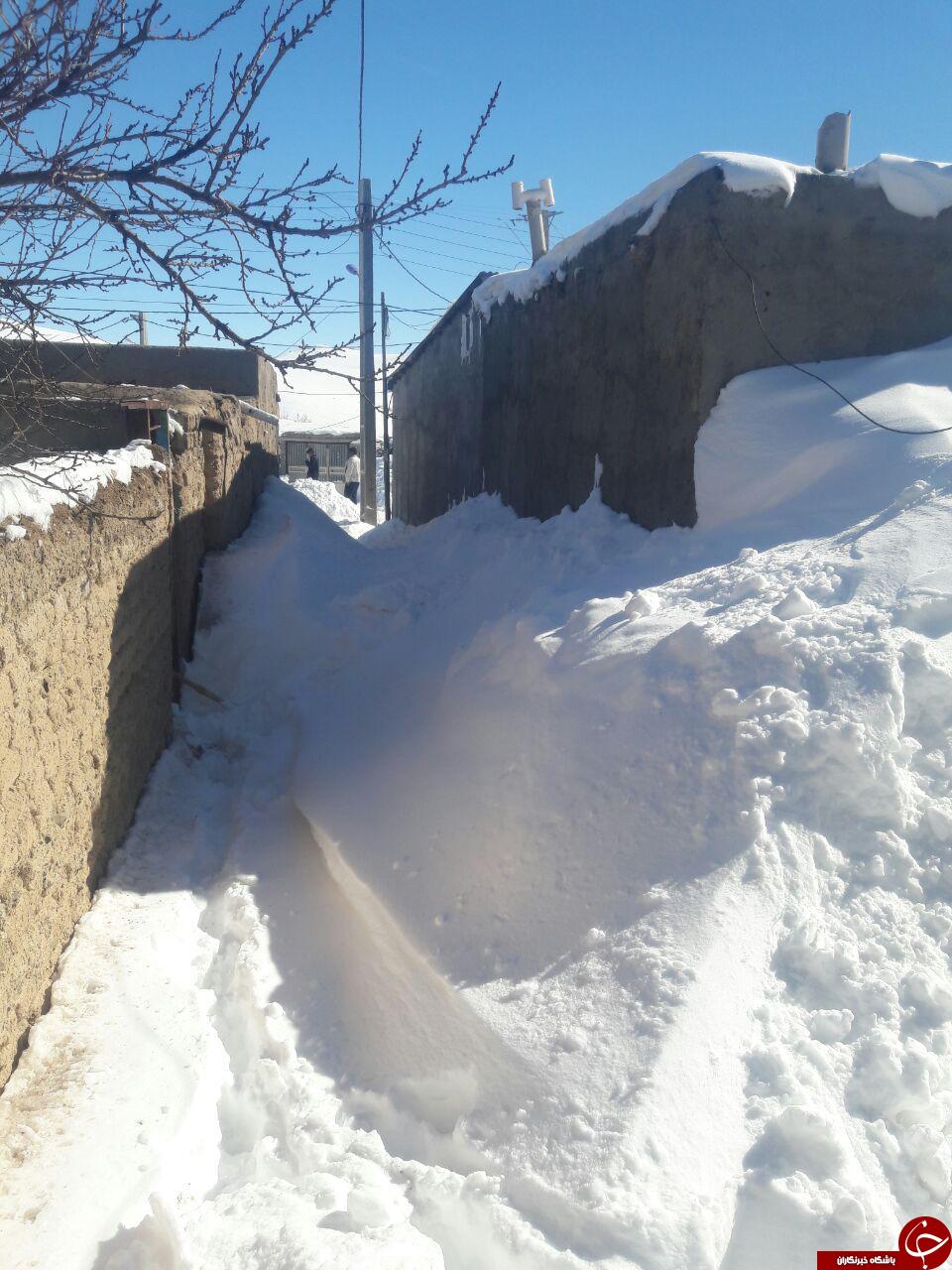 بارش برف سنگین در روستای اوشندل + تصاویر