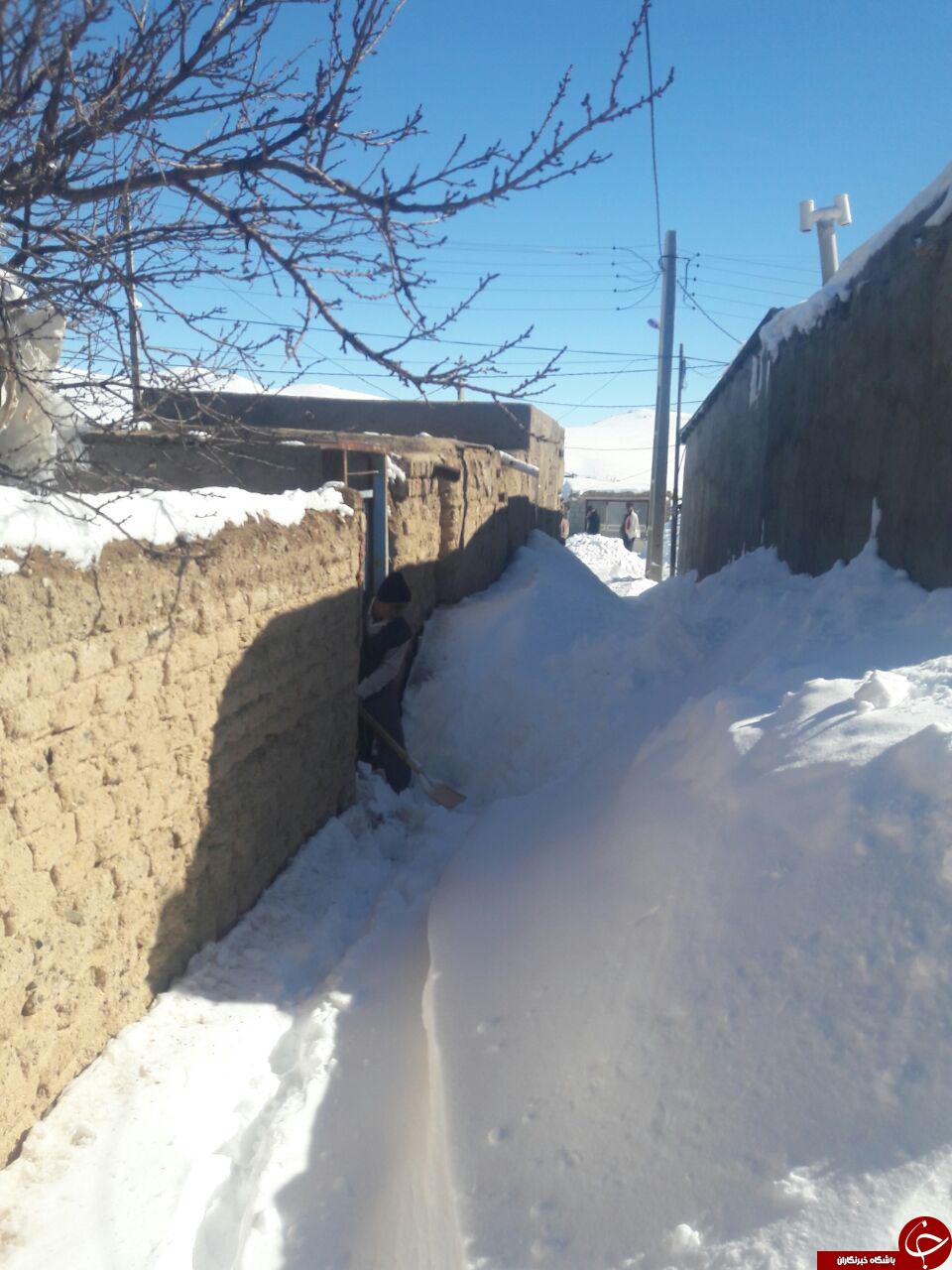 بارش برف سنگین در روستای اوشندل + تصاویر