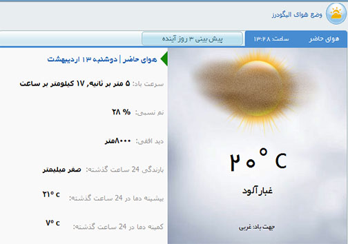 وضعیت جوی شهرستان های لرستان 13/2/95