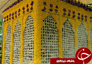 گل آرایی نمادین ضریح شش گوشه سیدوسالار شهیدان در بازار گل و گیاه اصفهان