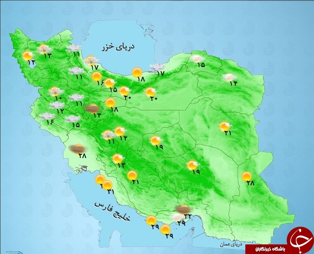 اطلاع از وضع هوای استان‌ها در یک نگاه، ۲۲ اردیبهشت ۹۵ + تصویر