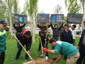 کاشت درخت توسط دوچرخه سواران تور بین المللی آذربایجان