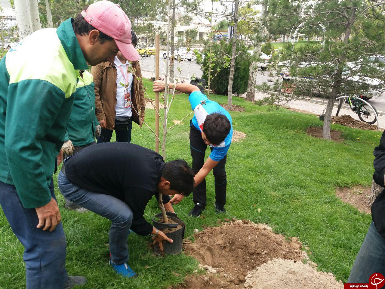 کاشت درخت توسط دوچرخه سواران تور بین المللی آذربایجان