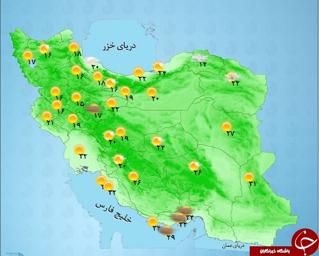 اطلاع از وضع هوای استان ها در یک نگاه + تصویر