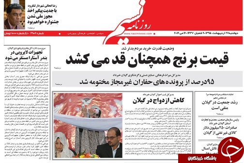 صفحه نخست روزنامه های امروز