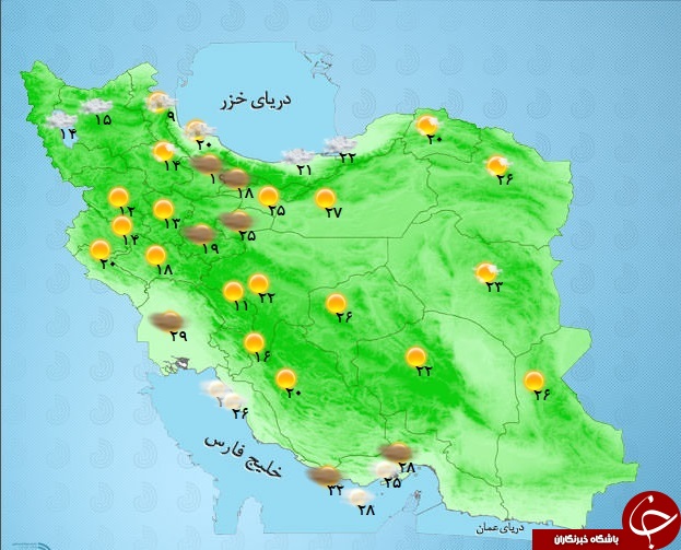 اطلاع از وضع هوای استان ها در یک نگاه + تصویر