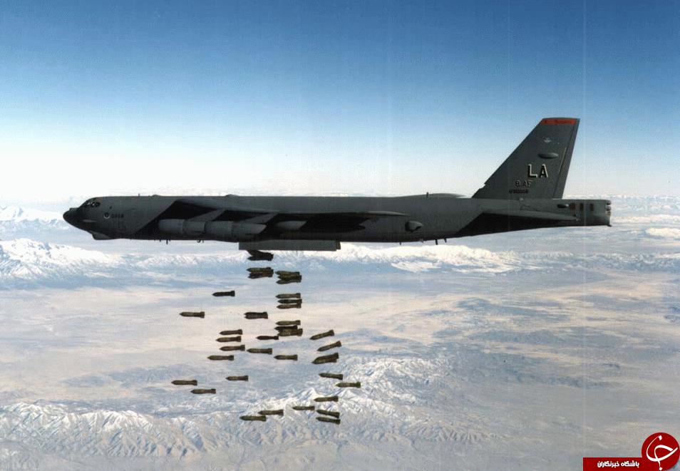 انهدام انبار تسلیحات داعش با بمب افکن B-52 آمریکا+ تصاویر