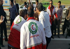 واژگونی یک دستگاه مینی بوس در محور کرمانشاه به ماهیدشت نرسیده به پلیس راه