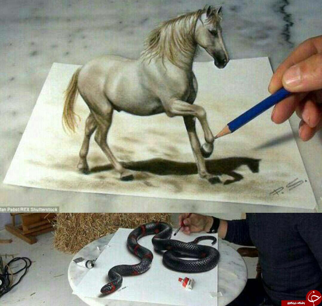 حیوانات در آغوش نقاشی های سه بعدی +تصاویر