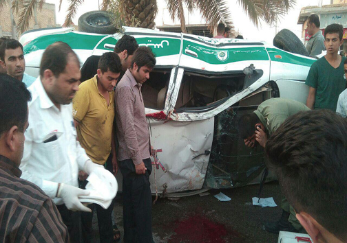 جان باختن افسر نیروی انتظامی در حادثه تصادف+تصاویر