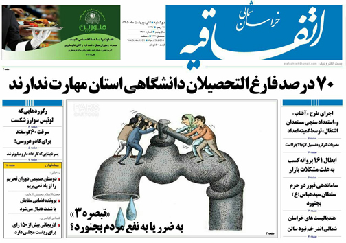 صفحه نخست روزنامه های خراسان شمالی 6 اردیبهشت ماه