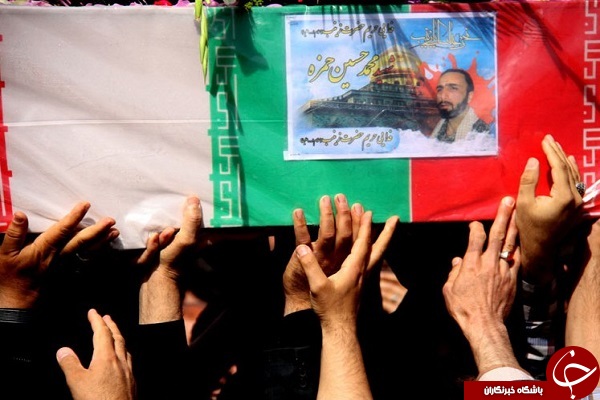 // در حال کار// وداع فرزندان شهید مدافع حرم با پدر + عکس
