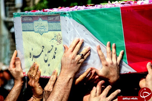 // در حال کار// وداع فرزندان شهید مدافع حرم با پدر + عکس