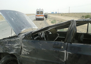 شهروندخبرنگار: ترکیدگی لاستیک خودروی پراید را واژگون کرد + تصاویر