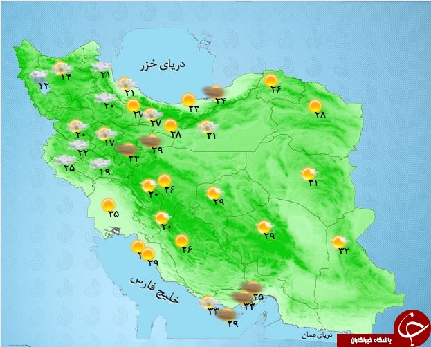 اطلاع از وضع هوای استان ها در یک نگاه + تصویر