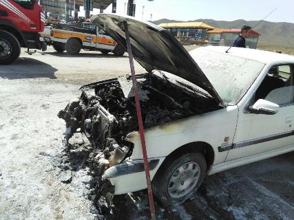 خودرو پژو طعمه حریق شد+عکس