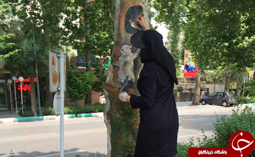 سین جیمنقاشی روی درختان
