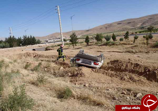 یک مصدوم حاصل واژگونی پراید + تصاویر