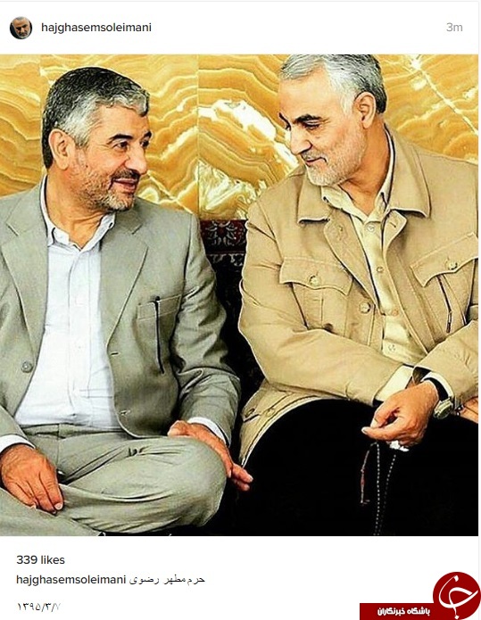 عکس دیده نشده سردار سلیمانی و سردار جعفری در حرم امام رضا (ع)