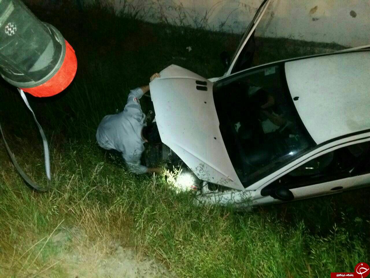سقوط پژو 206 به داخل نهر آب + تصاویر